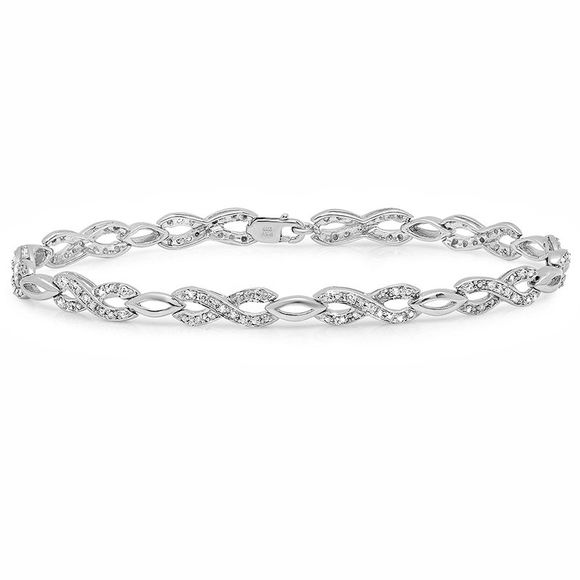 AGS Certified 1/4ct Diamond Infinty Tennis Bracelet in .925 Sterling Silver - Picture 3 of 5